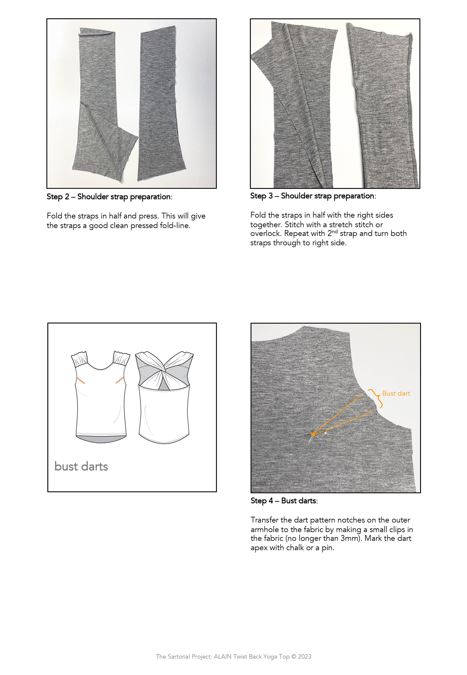 Sewing patterns for yoga clothes: 4 yoga sewing patterns, side by